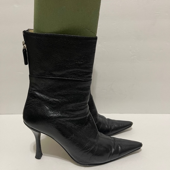Vintage Gucci black leather pointed toe boots Sz 35 1/2 - Picture 1 of 12